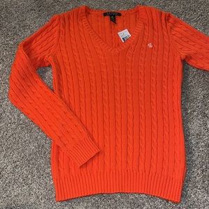 Lauren by Ralph Lauren orange vneck sweater